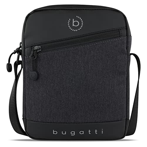 bugatti Universum Umhängetasche für Herren, kleine schwarze Schultertasche, Mini Messenger Bag von bugatti