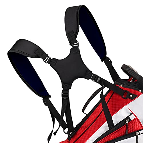 caiobob Doppel-Schulter-Golftaschen-Gurt, Ersatz, gepolsterter Rucksack-Tragegurt für Taylormade Callaway OGIO Standtasche (schwarz & blau) von caiobob