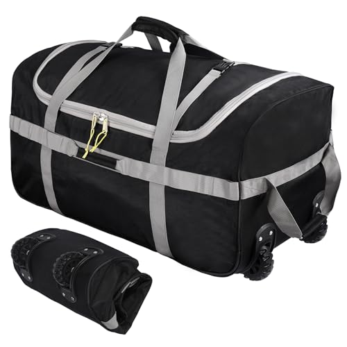 campMax 120L Reisetasche Faltbare mit Rollen Große, Klappbare Große Trolley Sporttasche mit Rollen für Reise Camping Ausrüstung,Schwarz campMax 120L Reisetasche Faltbare mit Rollen Große, Klappbare Große Trolley Sporttasche mit Rollen für Reise Camping Ausrüstung,Schwarz von campMax
