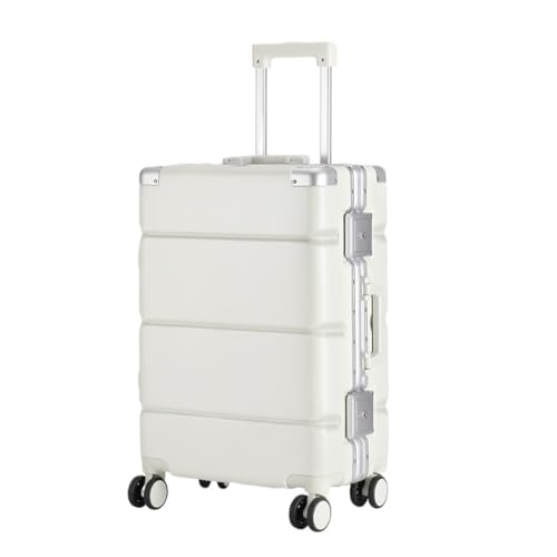 caoxinlei Koffer Einfarbiger Koffer, Trolley-Koffer, Universal-Rad-Boarding-Koffer, Aluminiumrahmen-Koffer, Passwort-Koffer Suitcase (Color : White, Size : 22in) von caoxinlei