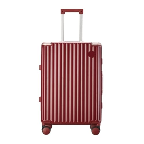 caoxinlei Koffer Gepäck Wasserdicht Universal Rad Muster Aluminium Rahmen Trolley Modische Gepäck Passwort Box Suitcase (Color : Red, Size : 24in) von caoxinlei