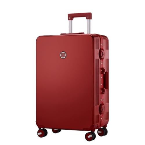 caoxinlei Koffer Koffer, Aluminiumrahmen, Universal-Rad-Trolley, Business-Koffer, Herren-Passwort-Boarding-Koffer Suitcase (Color : Red, Size : 26in) von caoxinlei