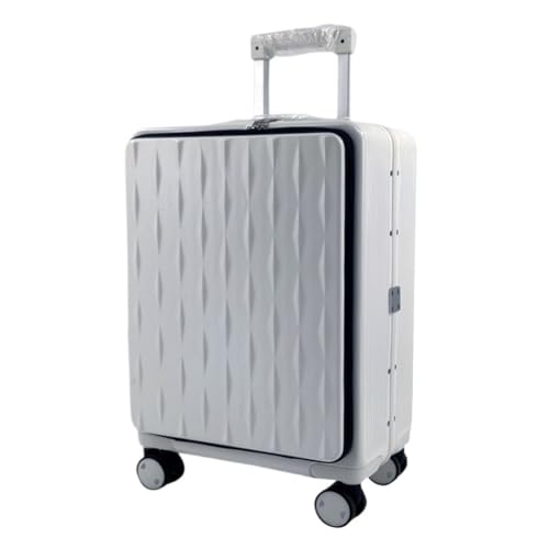 caoxinlei Koffer Koffer mit Frontöffnung, geräuschloser Universal-Rollen-Boarding-Koffer, 24-Zoll-Trolley-Koffer mit Passwortschloss Suitcase (Color : Silver, Size : 18in) von caoxinlei