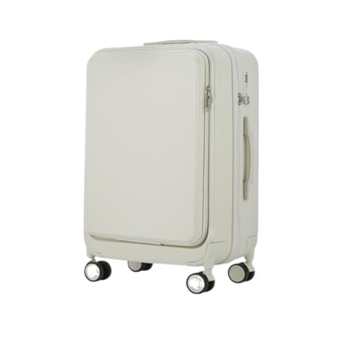 caoxinlei Koffer Multifunktionaler Koffer-Trolley for Männer, Robuster Und Langlebiger Studenten-Universal-Rad-Passwort-Koffer Suitcase (Color : White, Size : 22in) von caoxinlei
