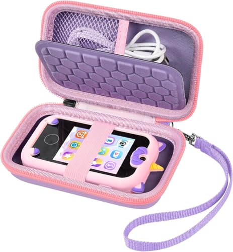 Tasche für Kinder Handy Smartphone / Kamera, Universal 2.8" Kinderhandy Spielzeug Aufbewahrungstasche, für Adicop/für Ashfly/für Kikapabi/für Joozfee und Mehr, SD-Karten-Halter - Nur Koffer - Lila von casmilee