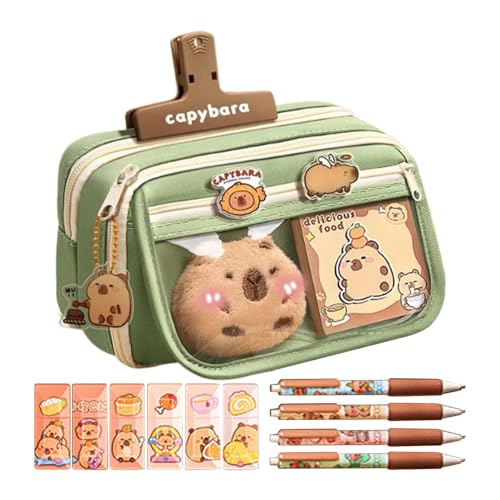 ccuzs Large Capacity Pencil Case, Multi-Layer Pencil Holder, Capybara Print Pouch, Pen Holders Teen Girls, Cute Capybara Print Multi-layer Pencil Case With 9 Compartments For School Or Work, Mints von ccuzs