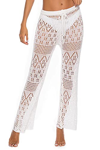 cffvdiz Häkeln Hosen Für Frauen Sexy Hohl Bikini Badeanzug Cover Up Hosen Hohe Taille Mesh Beach Hose,Weiß,M cffvdiz Häkeln Hosen Für Frauen Sexy Hohl Bikini Badeanzug Cover Up Hosen Hohe Taille Mesh Beach Hose,Weiß,M von cffvdiz