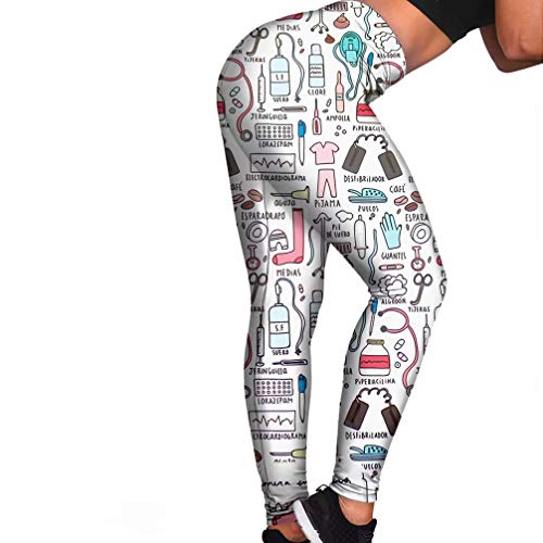 chaqlin Fitness-Leggings für Damen, leger, Sport, Fitness, Yoga-Hose für Damen, hohe Taille, Workout, Leggings, Laufhose, XS-XL, Damen, Kawai Krankenschwester Muster 3, S von chaqlin