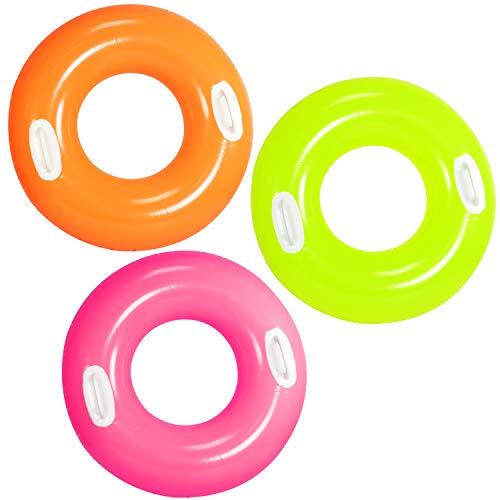 com-four® 3X Schwimmreifen - großer Schwimmring mit Griffen - farbiger Kinderschwimmreifen [Auswahl variiert] (03 Stück - Ø 75.5cm mit Griff) von com-four