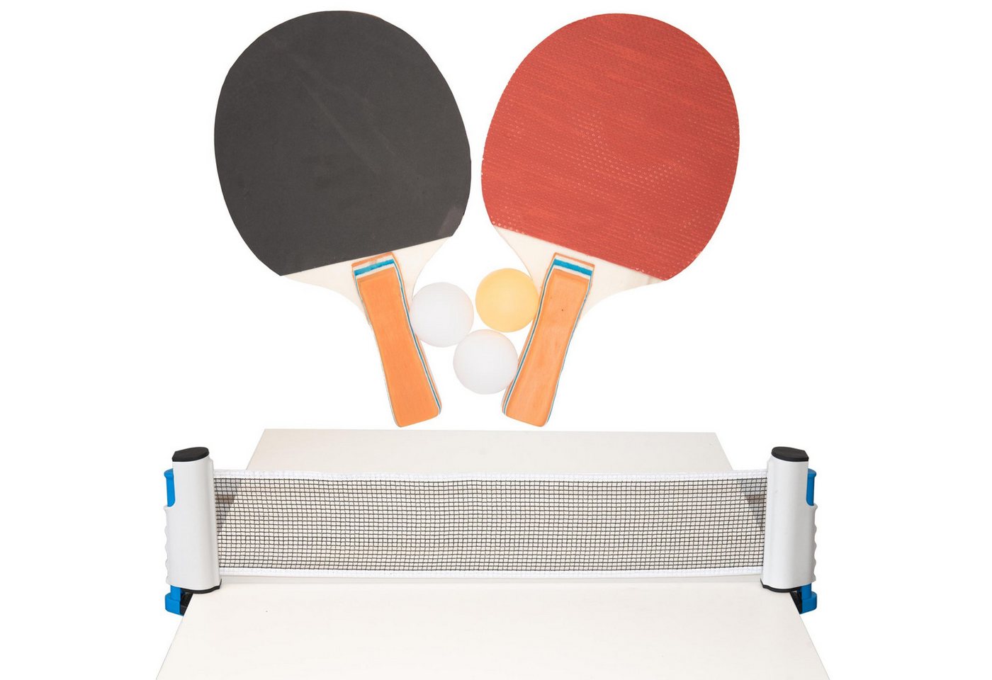 TSB Werk Tischtennisschläger Tischtennisnetz + Tischtennisschläger, Tischtennisbälle, Tischtennisset, 6tlg, Set von TSB Werk