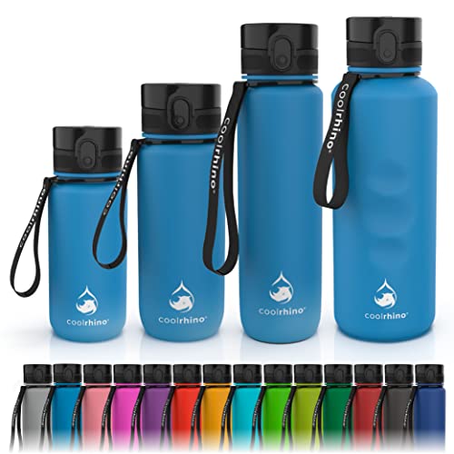 coolrhino Trinkflasche 1,5l für Sport, Outdoor, Schule, Fitness & Kinder - Wasserflasche auslaufsicher und Bpa frei - Flasche für Kohlensäure geeignet (Rhino Blue, 1500ml) von coolrhino