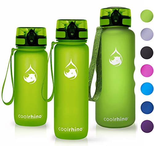 coolrhino Trinkflasche 650ml für Sport, Outdoor, Schule, Fitness & Kinder - Wasserflasche auslaufsicher und Bpa frei - Flasche für Kohlensäure geeignet (Rhino Yellow, 650ml) von coolrhino