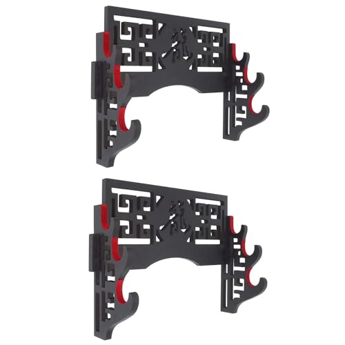 coserori 2 x Samt-Schutzschwert-Wandhalterung, Schwerthalter, Präsentationsständer mit Filzstreifen für Katana Wakizashi (3-stöckiger Drachen) von coserori