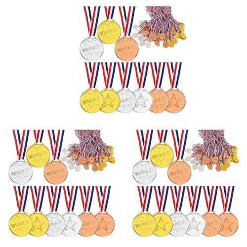 coserori 300 StüCk Kinder Kunststoff Siegermedaillen Siegermedaillen Gold Silber Bronze Siegermedaillen für Partys, Spiele, Sport von coserori