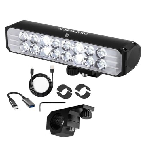 coserori Fahrradscheinwerfer, Fahrrad-LED-Licht, 16 LEDs, 10.000 mAh, Vorderlicht, Aluminium-Scheinwerfer, Fahrradzubehör von coserori