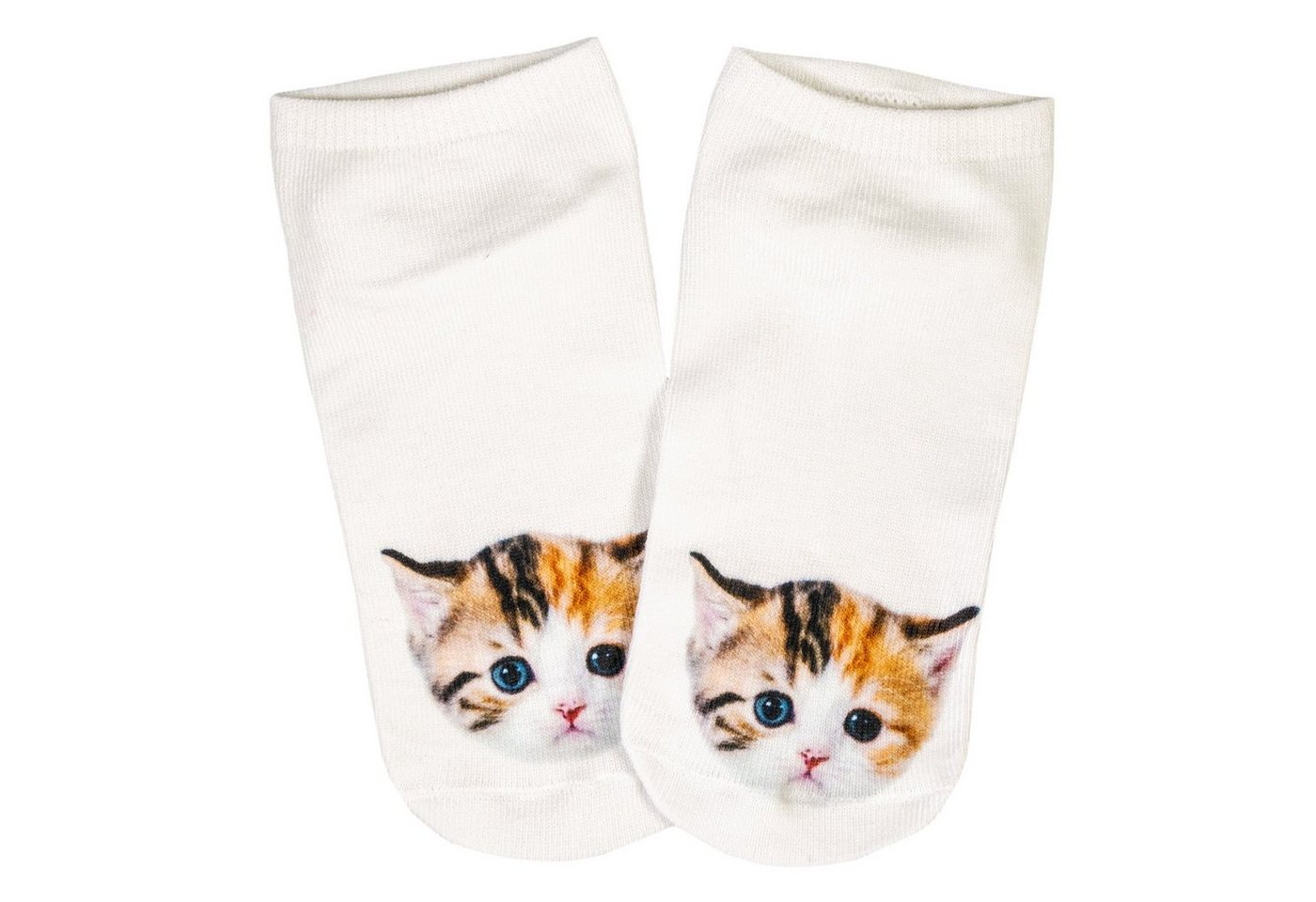 cosey Sneakersocken 1 Paar Sneaker Socken – Katzen Design – Einheits-Größe 33-40 D08 Kleine Katze Braun/Weiß von cosey