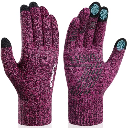 coskefy Handschuhe Herren Damen Winter Fleece Stretch Strickhandschuhe Touchscreen Handschuhe Wolle Warm von coskefy