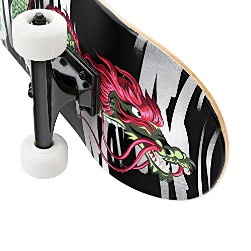 Cozytrix Skateboard Dragon aus Kanadischem Ahornholz, (7-lagig, 80 cm) (Grün-Schwarz) von cozytrix