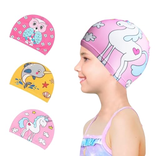 crazybean 3 Stück Badekappe Aus Stoff Für Kinder Elastische Schwimmhaube Cartoon Jungen Mädchen Wasserdicht Schwimmhaube crazybean 3 Stück Badekappe Aus Stoff Für Kinder Elastische Schwimmhaube Cartoon Jungen Mädchen Wasserdicht Schwimmhaube von crazy bean