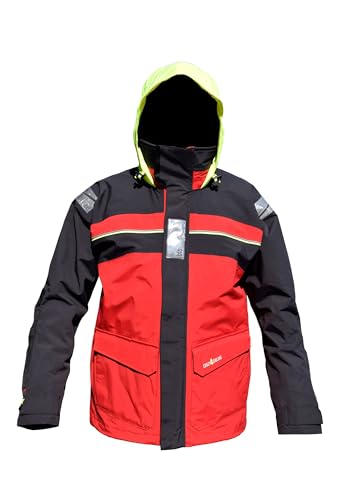 crazy4sailing Herren Segeljacke Bergen Offshore Funktionsjacke Ölzeug, Farbe:Red/Carbon, Größe:XL von crazy4sailing