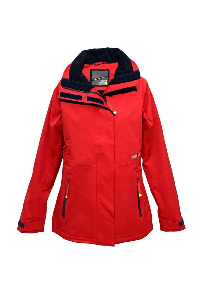 crazy4sailing Regenjacke Brisbane crazy4sailing Segeljacke mit Fleece-Kragen, einrollbare Kapuze von crazy4sailing