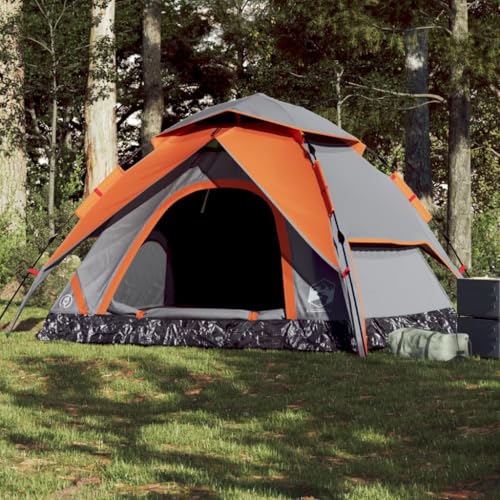 Sportartikel Campingzelt Kuppel 5 Personen grau und orange Schnellverschluss von csderty
