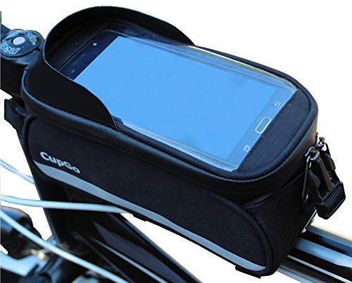 cupgo® Fahrrad Rahmentasche Wasserdicht Handyhalterung Fahrradhalterung Oberrohrtasche Geeignet für iPhone X /8 Plus / 7 Plus / 6S, Galaxy S9 Plus / S8 Plus / S8/S7 Edge unter 6,5 Zoll Fahrradtasche von cupgo