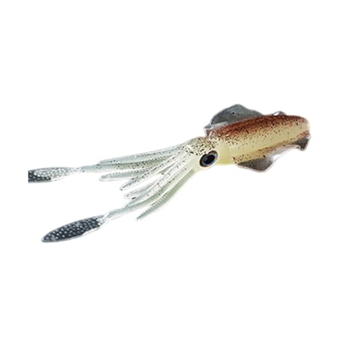 curfair Simulierter Tintenfischköder, Meeresfischköder, 15 cm/20 g, weich, realistisch, 3D-Augen, im Dunkeln leuchtender bunter künstlicher Oktopus für Offshore-Salzwasser C von curfair