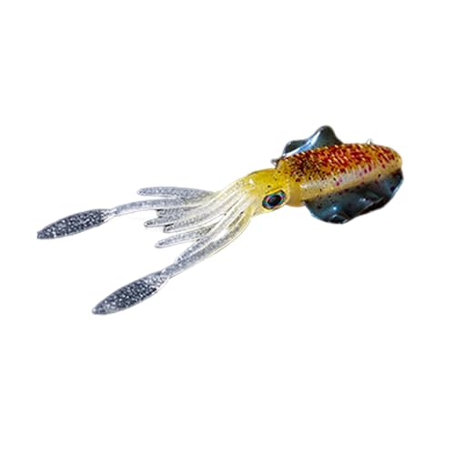 curfair Simulierter Tintenfischköder, Meeresfischköder, 15 cm/20 g, weich, realistisch, 3D-Augen, im Dunkeln leuchtender bunter künstlicher Oktopus für Offshore-Salzwasser D von curfair