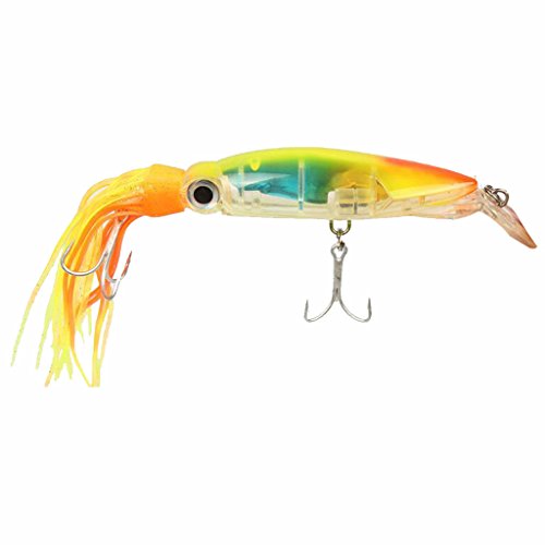 Köder-Haken mit Tintenfisch, fürs Angeln, für Thunfische und Speerfische, Kunstköder fürs Angeln, gelb Köder-Haken mit Tintenfisch, fürs Angeln, für Thunfische und Speerfische, Kunstköder fürs Angeln, gelb von cutefly