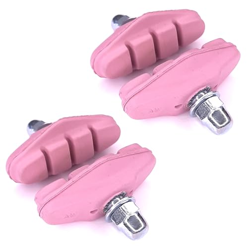 cyclingcolors 4X Fahrrad Bremsschuhe 50mm für Rennrad Felgenbremse Bremsbeläge mit Bolzen Gewinde Befestigungsmaterial, Rosa cyclingcolors 4X Fahrrad Bremsschuhe 50mm für Rennrad Felgenbremse Bremsbeläge mit Bolzen Gewinde Befestigungsmaterial, Rosa von cyclingcolors