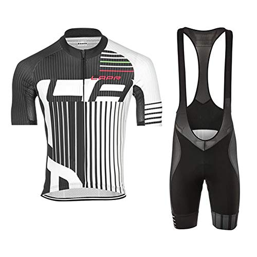 d.Stil Herren Radtrikot Set Kurzarm mit Sitzpolster für MTB Rennrad Fahrrad Jersey + Bib Shorts Radsportanzug M - 4XL (Grau-Weiß, M) von d.Stil