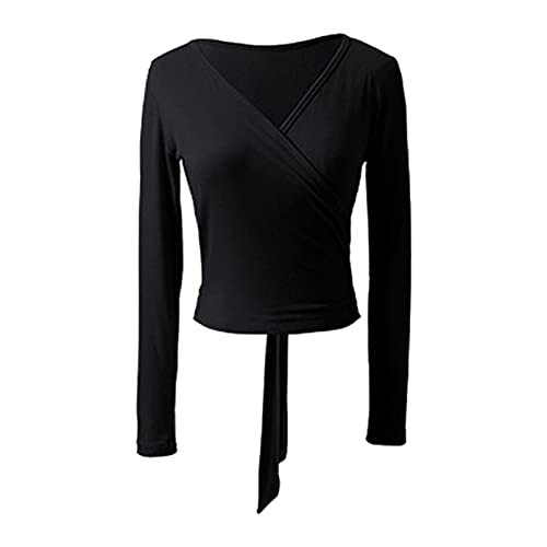 dPois Damen Ballett Jacke Wickeljacke Langarm Bolero Top Strickjacke Pullover Gymnastik Sport Tanz Fitness Oberteil Tanzkleidung Schwarz M dPois Damen Ballett Jacke Wickeljacke Langarm Bolero Top Strickjacke Pullover Gymnastik Sport Tanz Fitness Oberteil Tanzkleidung Schwarz M von dPois