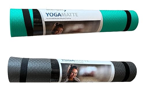 daniplus Fitnessmatte Grün Yogamatte Pilatesmatte Sportmatte Streching 180x60x0,5cm (Grau) von daniplus