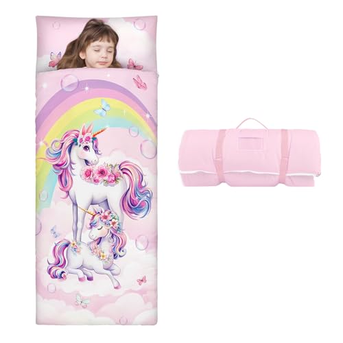 Schlafsack Kinder Doppelter Reißverschluss Weich Warm, Faltbare Kinderschlafsack mit Kissen Abnehmbar für Mädchen Jungen, Leicht Reinigen Schlafsack für Outdoor Indoor Camping, 150×60cm Rosa Einhorn Schlafsack Kinder Doppelter Reißverschluss Weich Warm, Faltbare Kinderschlafsack mit Kissen Abnehmbar für Mädchen Jungen, Leicht Reinigen Schlafsack für Outdoor Indoor Camping, 150×60cm Rosa Einhorn von decalsweet