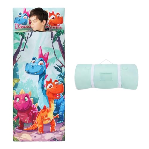 Schlafsack Kinder Doppelter Reißverschluss Weich Warm, Faltbare Kinderschlafsack mit Kissen Abnehmbar für Mädchen Jungen,Leicht Reinigen Schlafsack für Outdoor Indoor Camping,150×60cm Drei Dinosaurier Schlafsack Kinder Doppelter Reißverschluss Weich Warm, Faltbare Kinderschlafsack mit Kissen Abnehmbar für Mädchen Jungen,Leicht Reinigen Schlafsack für Outdoor Indoor Camping,150×60cm Drei Dinosaurier von decalsweet