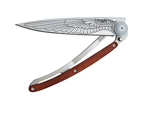 Deejo Taschenmesser TATTOO FLÜGEL, Stahl AISI 420, Liner Lock, Rosenholz-Schalen, Gürtelclip, Deejo-Box Deejo Taschenmesser TATTOO FLÜGEL, Stahl AISI 420, Liner Lock, Rosenholz-Schalen, Gürtelclip, Deejo-Box von deejo
