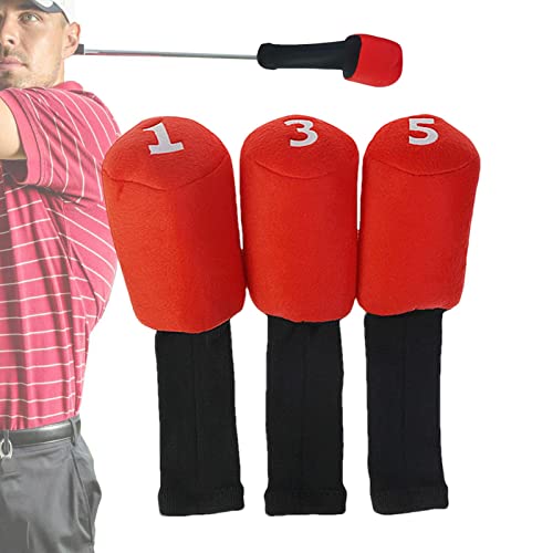 Golf Eisenhülle,Golf Driver Hülle 3pcs - Elastische Stricknummer Print Golf Club Irons Abdeckungen Set, 1/3/5 Driver Head Cover für Golftraining Delr von delr