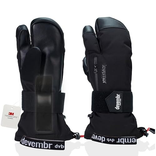 devembr 3-Finger-Skihandschuhe mit Handgelenkschutz, Warme Snowboardhandschuhe für Herren und Damen, Schwarz, M devembr 3-Finger-Skihandschuhe mit Handgelenkschutz, Warme Snowboardhandschuhe für Herren und Damen, Schwarz, M von devembr