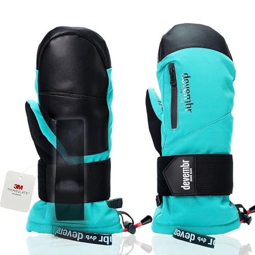 devembr Ski-Fäustlinge mit Handgelenkschützern, Warme Snowboard-Fäustlinge, Wasserdicht, Blaugrün, M devembr Ski-Fäustlinge mit Handgelenkschützern, Warme Snowboard-Fäustlinge, Wasserdicht, Blaugrün, M von devembr