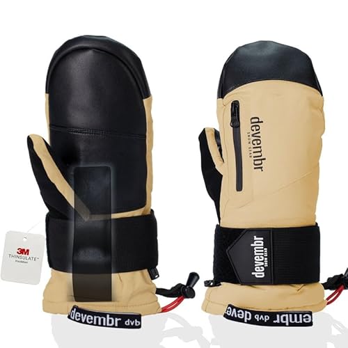 devembr Ski-Fäustlinge mit Handgelenkschützern, Warme Snowboard-Fäustlinge, Wasserdicht, Gelb, S devembr Ski-Fäustlinge mit Handgelenkschützern, Warme Snowboard-Fäustlinge, Wasserdicht, Gelb, S von devembr