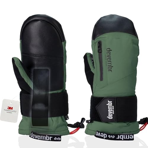 devembr Ski-Fäustlinge mit Handgelenkschützern, Warme Snowboard-Fäustlinge, Wasserdicht, Grün, M devembr Ski-Fäustlinge mit Handgelenkschützern, Warme Snowboard-Fäustlinge, Wasserdicht, Grün, M von devembr