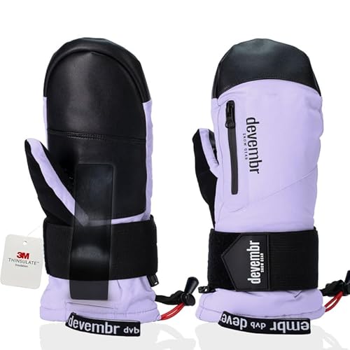 devembr Ski-Fäustlinge mit Handgelenkschützern, Warme Snowboard-Fäustlinge, Wasserdicht, Lila, S devembr Ski-Fäustlinge mit Handgelenkschützern, Warme Snowboard-Fäustlinge, Wasserdicht, Lila, S von devembr
