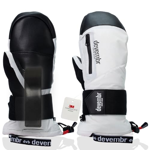 devembr Ski-Fäustlinge mit Handgelenkschützern, Warme Snowboard-Fäustlinge, Wasserdicht, Weiß, M devembr Ski-Fäustlinge mit Handgelenkschützern, Warme Snowboard-Fäustlinge, Wasserdicht, Weiß, M von devembr