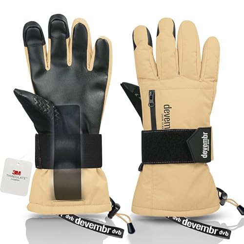 devembr Skihandschuhe mit Handgelenkschützern, Warme Snowboardhandschuhe für Herren und Damen, Gelb, XS devembr Skihandschuhe mit Handgelenkschützern, Warme Snowboardhandschuhe für Herren und Damen, Gelb, XS von devembr
