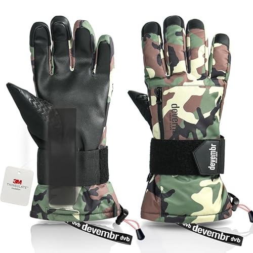 devembr Skihandschuhe mit Handgelenkschützern, Warme Snowboardhandschuhe für Herren und Damen, Camouflage, L devembr Skihandschuhe mit Handgelenkschützern, Warme Snowboardhandschuhe für Herren und Damen, Camouflage, L von devembr