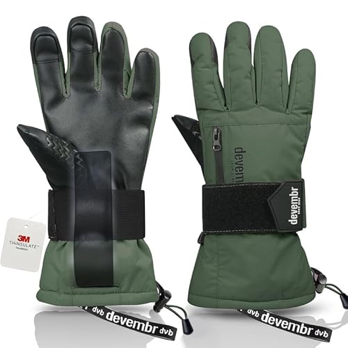 devembr Skihandschuhe mit Handgelenkschützern, Warme Snowboardhandschuhe für Herren und Damen, Grün, L devembr Skihandschuhe mit Handgelenkschützern, Warme Snowboardhandschuhe für Herren und Damen, Grün, L von devembr