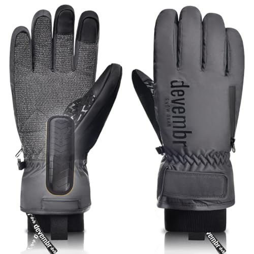devembr Skihandschuhe mit Handgelenkschutz und Untermanschetten-Design, Snowboardhandschuhe Touchscreen, Grau, L devembr Skihandschuhe mit Handgelenkschutz und Untermanschetten-Design, Snowboardhandschuhe Touchscreen, Grau, L von devembr
