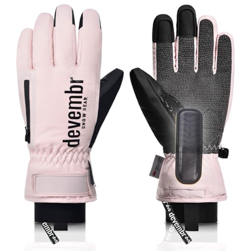 devembr Skihandschuhe mit Handgelenkschutz und Untermanschetten-Design, Snowboardhandschuhe Touchscreen, Rosa, M devembr Skihandschuhe mit Handgelenkschutz und Untermanschetten-Design, Snowboardhandschuhe Touchscreen, Rosa, M von devembr