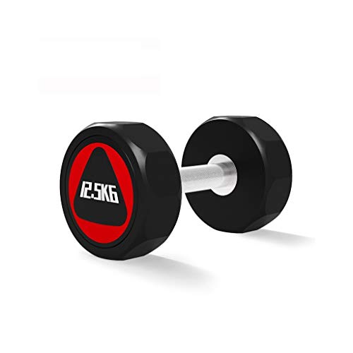 Gummierte Hantel, Anti-Rolling, kein Geruch, kommerzielles Fitnessgerät, verwendet im Fitnessstudio, Krafttraining, Bodybuilding, Heim-Fitness, Schwarz, 12,5 kg von dfdijfuidvfvildiskdc